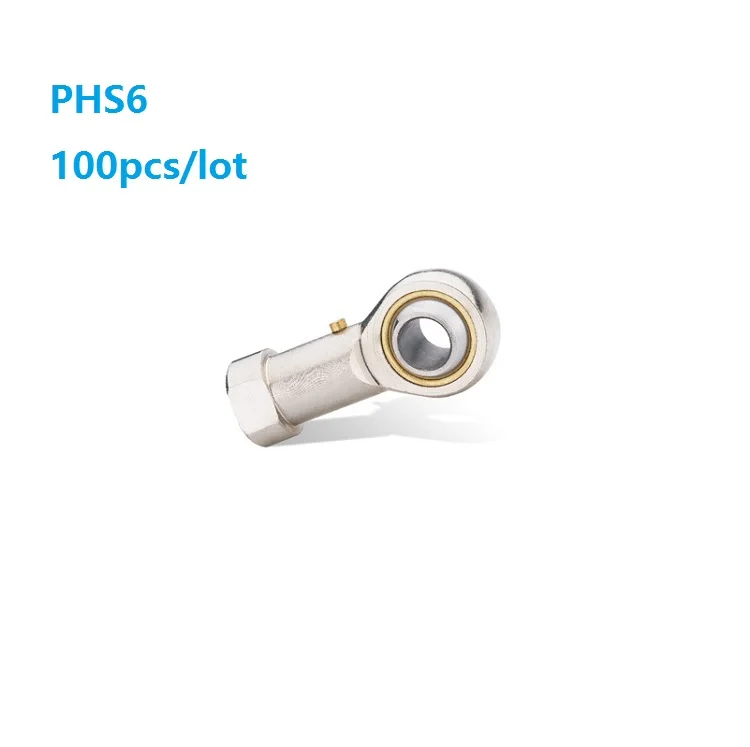 

100pcs/lot PHS6 Rod Ends Bearings Fish Eye Rod End Joint Bearing hole 6mm female thread ball joint bearing right/left hand