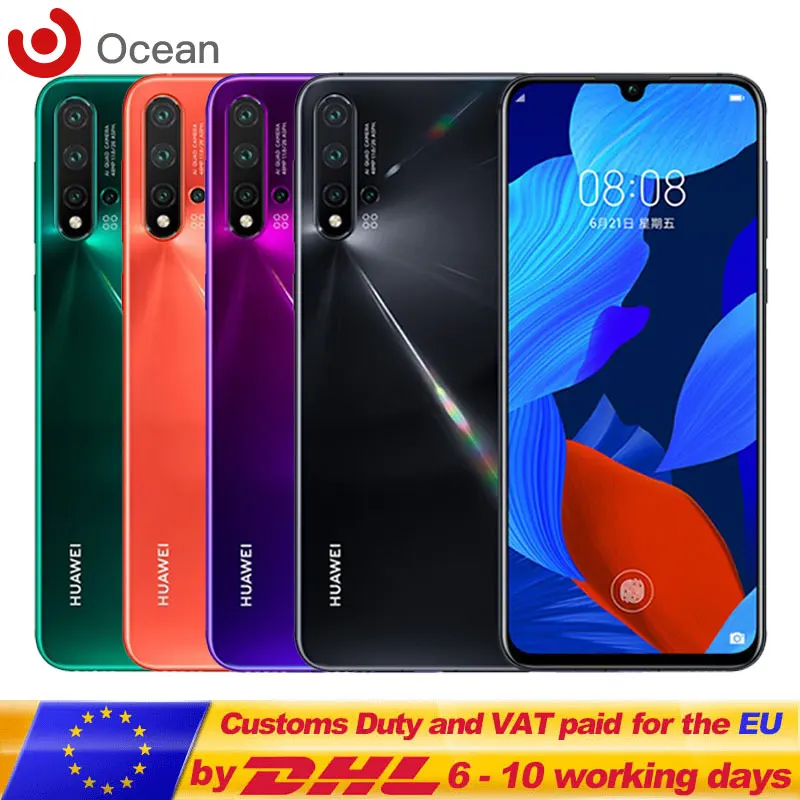 

Original HUAWEI NOVA 5 Pro Smartphone 8GB RAM 128 256GB ROM 4G LTE 2 SIM 4 Cameras NFC 6.39'' Finger ID Fast Charging Octa Core
