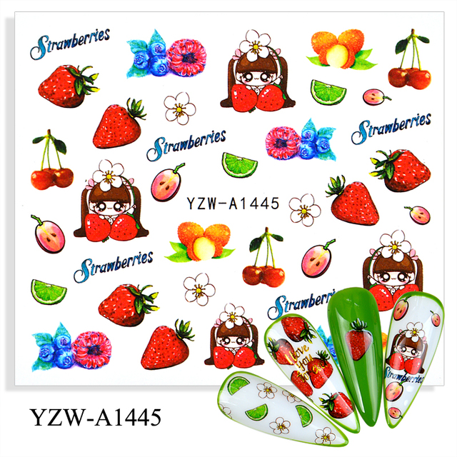 Sheet Nail Sticker Ice Creams Animal Fruit Cup Cake Water Decal Accessories Summer Designs Manicure Nail Art Transfer Sticker