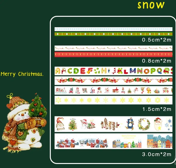 10pcs/lot Washi Masking Tapes Christmas Decorative Adhesive Scrapbooking DIY Paper Japanese Stickers - Цвет: Snow