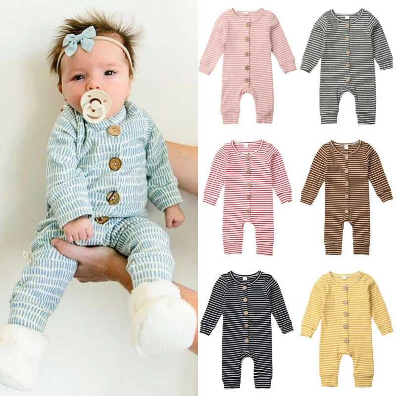 

Y.L.STUDIO Autumn Knitted Striped Romper For Baby Boy Girls Pure Cotton Long Sleeve Jumpsuit 3M-18M Infant One-piece Clothing