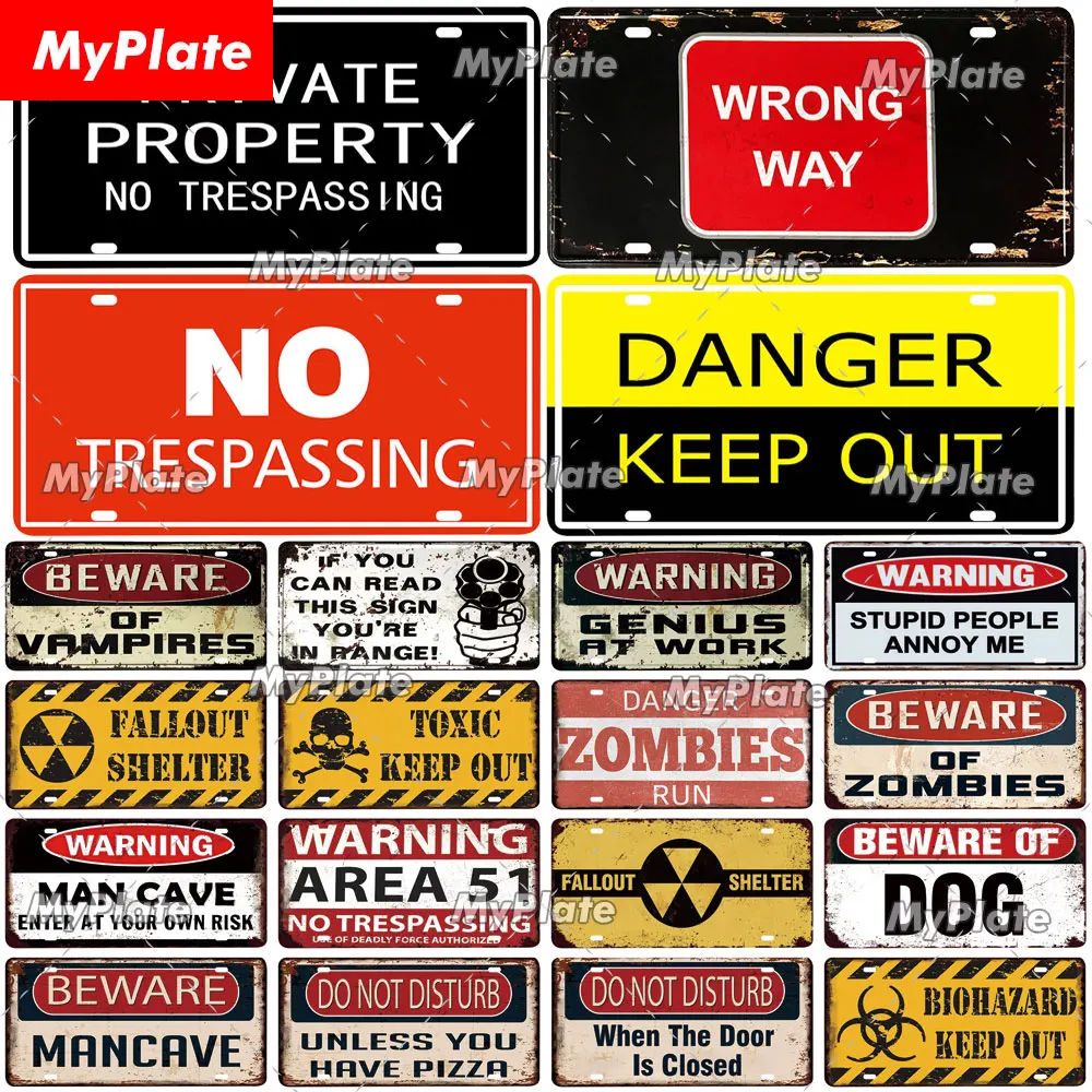 [MyPlate] No TRESPASSING Metal Sign 빈티지 라이센스 ..