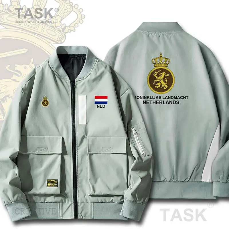 Bomber Military Biker Jacket Army Netherlands Low Countries Holland Dutch NLD Printed Pilot Casual Windbreaker | Мужская одежда