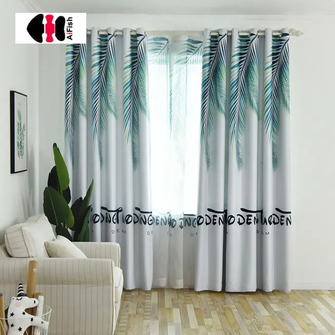 color 5 cloth Простые листья Печатные затемненные шторы для спальни гостиной цифровой принт домашний декор французские оконные шторы JS57C - Цвет: color 5 cloth