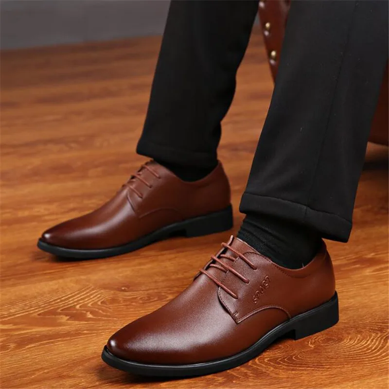 

Mens Formal Shoes Genuine Leather Oxford Shoes Men Pointy Fashion Wedding Business Shoe Mens Brown Dress Shoes Man Schoenen