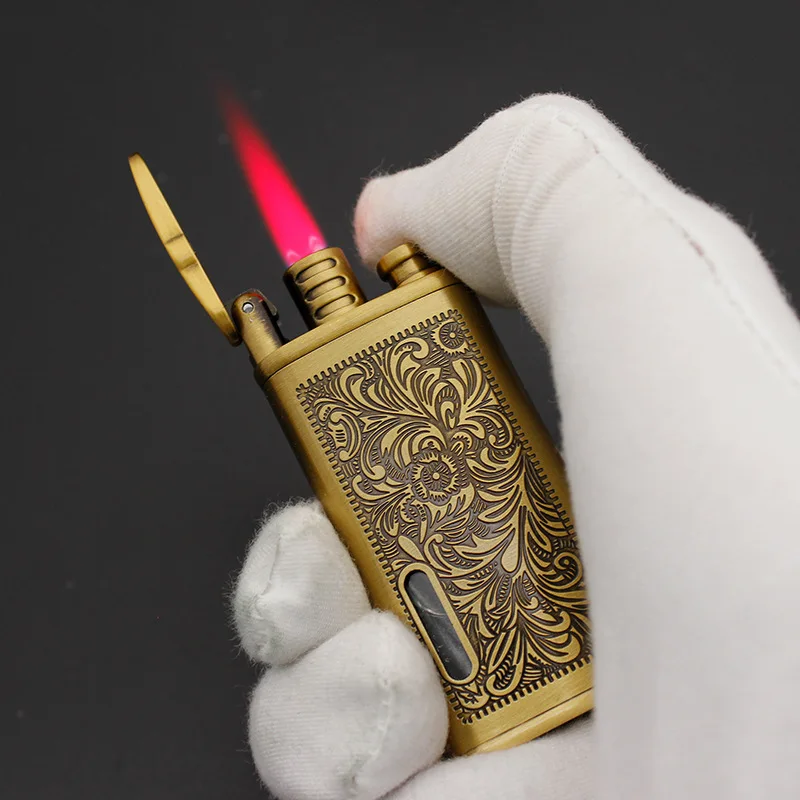 Outdoor Windproof Torch Jet Turbine Gas Lighter Retro Metal Handmade Inflatable Butane Spray Gun Cigar Airless | Дом и сад
