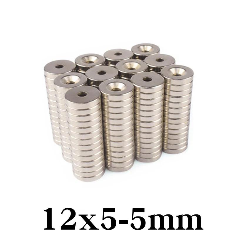 

30/50/100PCS Super Strong Round Neodymium Countersunk Ring Magnets 12x5mm Hole 5 mm Rare Earth Magnet N35 12*5 Hole 5mm magnet