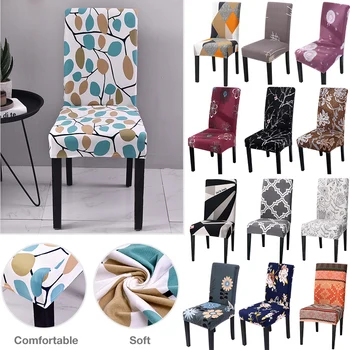 

Spandex Elastic Printing Dining Chair Slipcover Modern Removable Anti-dirty Kitchen Seater Case Stretch Chair Cover for Banquet