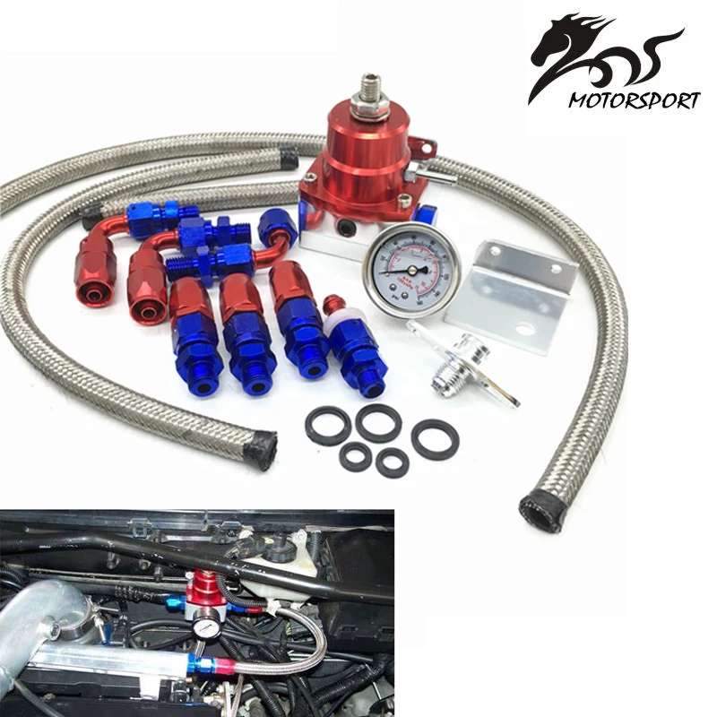 Universal Adjustable Fuel Pressure Regulator Oil 160psi Gauge AN 6 Fitting End Black Fuel Pressure Regulator Kit 