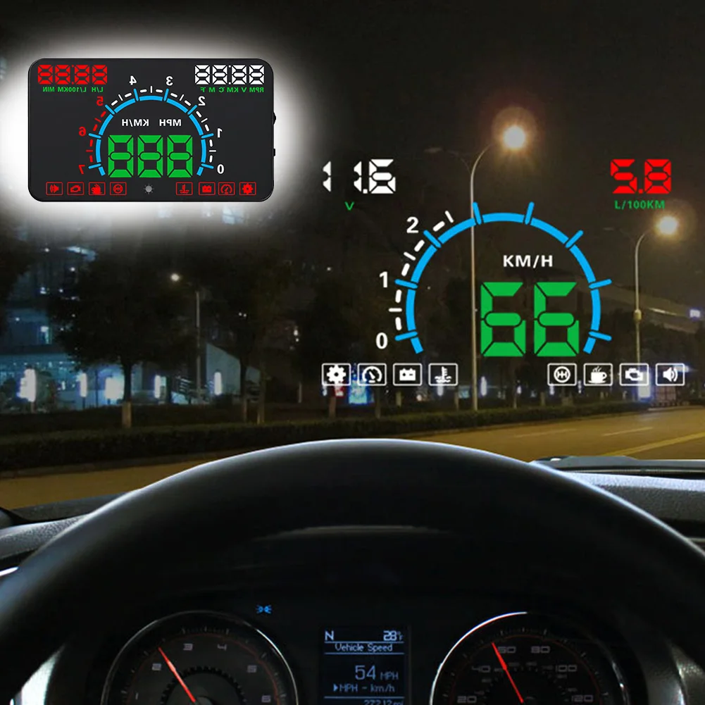 E350 Приборная панель автомобиля 5,8 дюймов экран многофункциональный дисплей универсальный проектор Предупреждение HUD прозрачная сигнализация превышения скорости простое использование