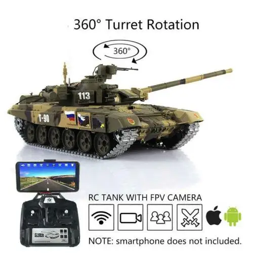 Henglong 1/16 6,0 настроить FPV Россия T90 rc Танк 3938 360 револьверный металлический трек TH16271 - Цвет: Original color