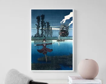 

How ls moving castle Abstract Movie poster Canvas Art Print Wall Pictures for Living Room No Frame