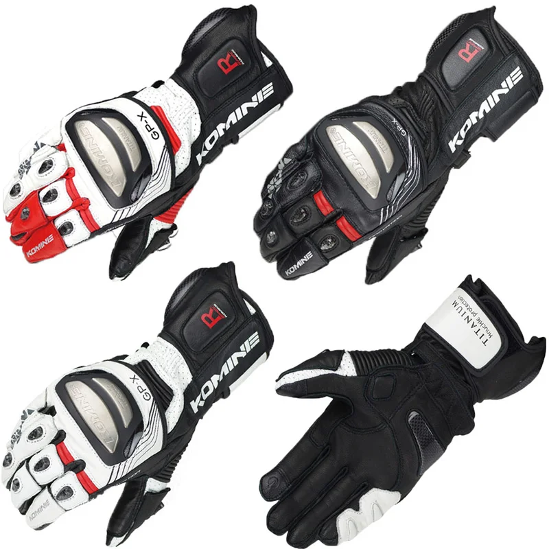 

For GK-212 Komine Motorcycle Leather Gloves Resistance Drop In Titanium Alloy Race Design Hard Shell Protect Touch Screen Gloves