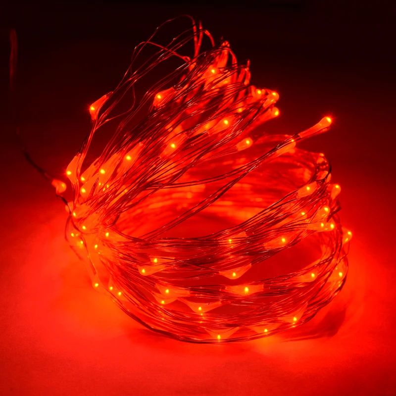 Red 2 м, 3 м, 5 м, 10 м, питание от usb/питание от батареи, светодиодные Рождественские огни, медная гирлянда, сказочные огни, гирлянда, праздничная, свадебная, декоративная - Испускаемый цвет: Red