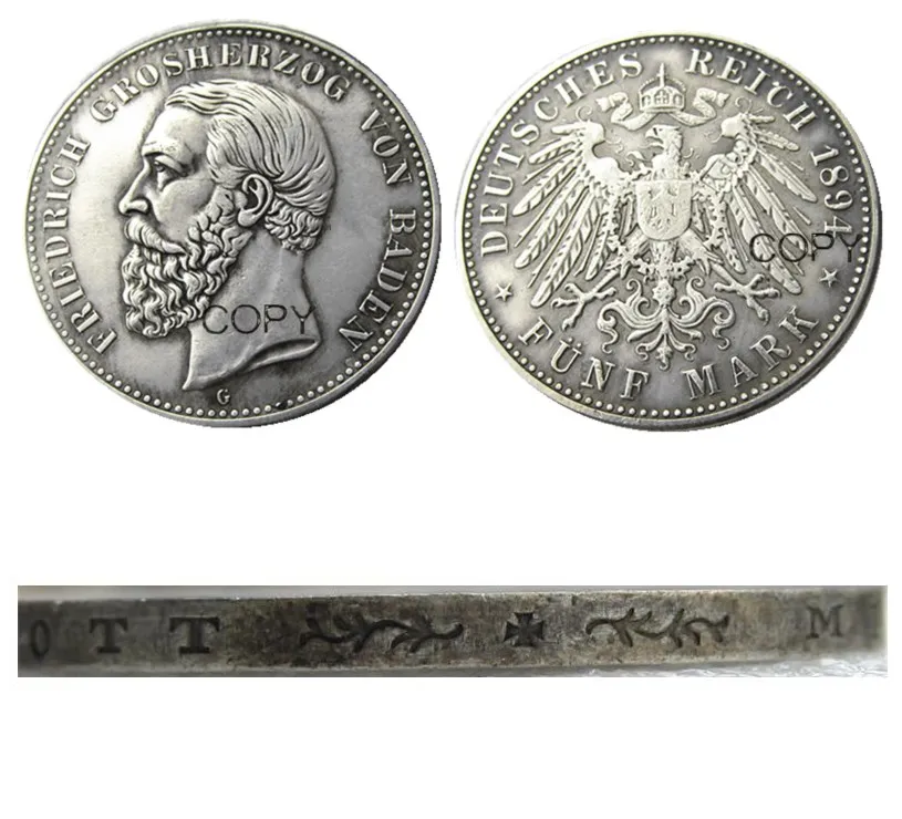 1894 г. Германия Баден-5 Посеребренная копировальная монета | Дом и сад