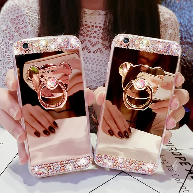

Mirror Luxury Crystal Diamond Case For iPhone X XR XS Max SE2020 6 6S 7 8Plus Rhinestone Bling Holder For iPhone 11 Pro Max Case
