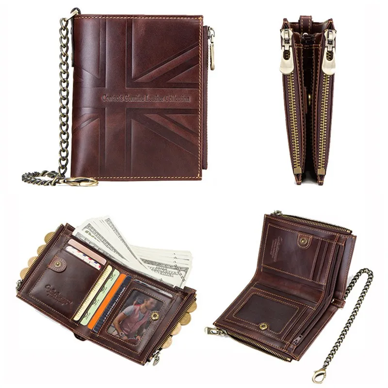 JNKET RFID Противоугонный кошелек Crazy Horse кожаный клатч кошелек мужской кошелек двойная молния портмоне держатель для карт