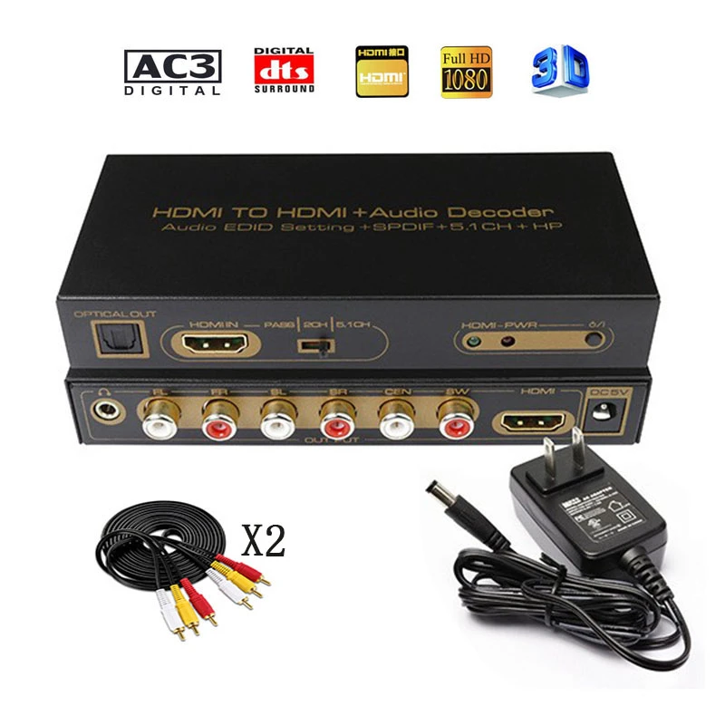 HDMI 5.1 Audio Converter Decoder DAC DTS AC3 EDID HDMI to HDMI