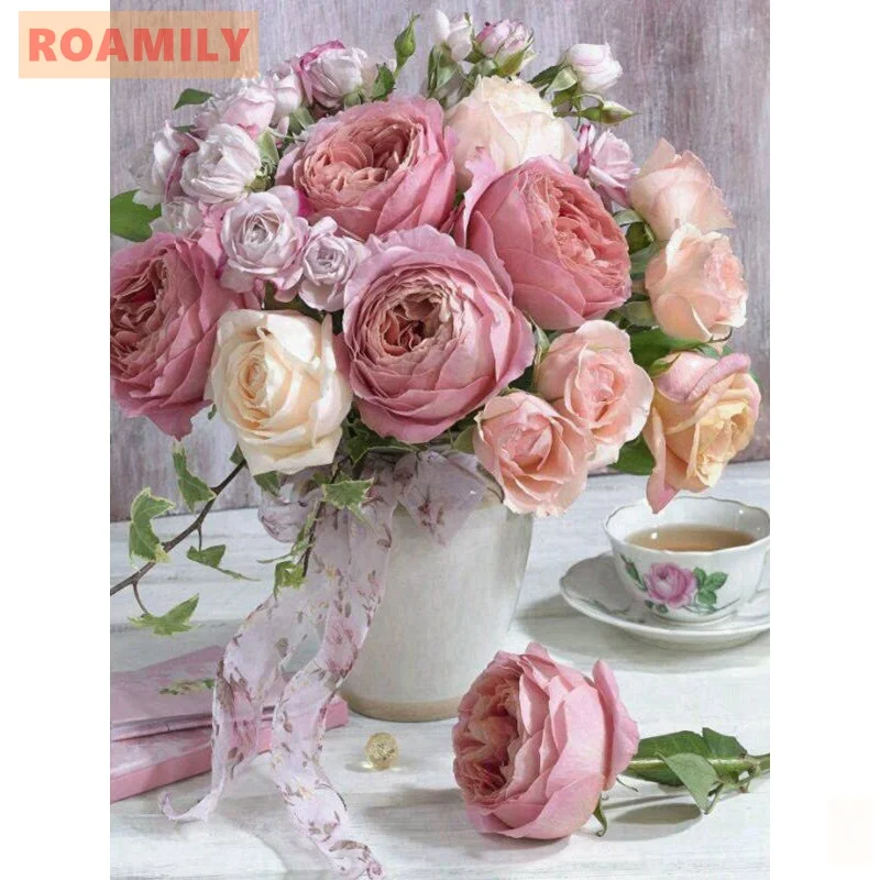 

Diamond Mosaic Flowers,ROAMILY,5D Full Round/Square Diamond Painting,Pictures with Rhinestones,Wall Painting