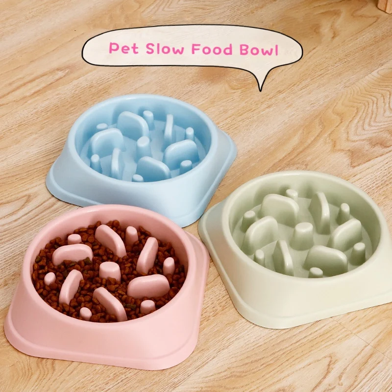 

Macron Color Pet Slow Feeding Bowls Plastic Anti Choke Prevent Obesity Healthy Diet Pet Dog Cat Bowl Pet Accessories