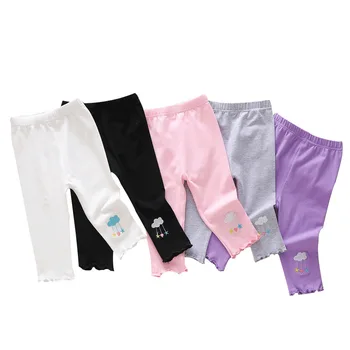 

Summer Girls Cotton Legging Bottoms Knee Length Pants Kids Candy Color Children Cropped Leggings for Girl 2-8years