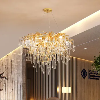 

Golden Modern Crystal LED Light Ceiling Chandelier Chandeliers Lamp Decor Living room Chandelier Lighting Hanging lamp IKGS
