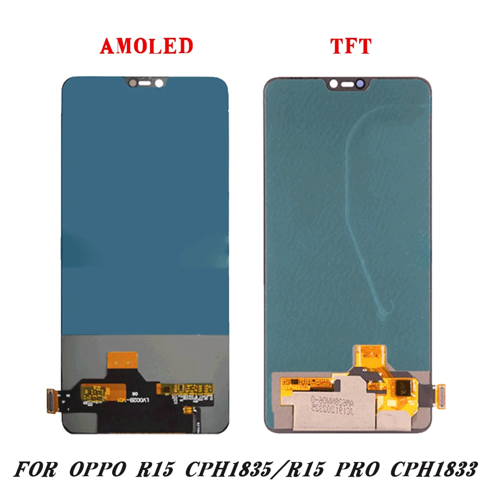 

Original 6.28'' AMOLED/TFT For Oppo R15 CPH1835 LCD Display Touch Screen Digitizer Assembly Replacement For Oppo R15 Pro CPH1833