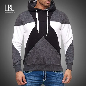 

LBL Mens Sweatshirt Long Sleeve Autumn Spring Casual Hoodies Top Boy Blouse Tracksuits Sweatshirts Patchwork Hoodies Men moletom