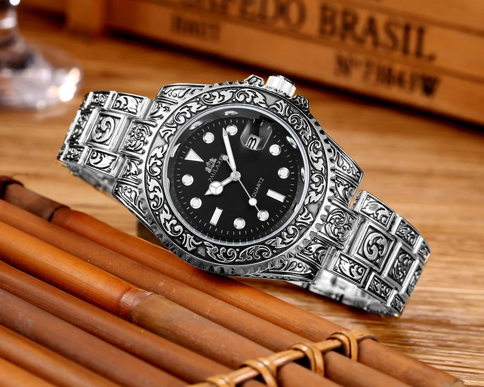Quarzo classico da uomo antico intagliato di lusso vintage luminoso in oro rosa oro giallo argento rosso verde blu sfumato_voghion.com