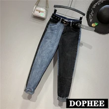 Новинка, весна-осень, женские свободные штаны для папы, высокая талия, хит, цветные джинсовые штаны, подростковые джинсы, штаны-шаровары