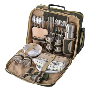 

Luxury four picnic bag Outdoor equipment Four people multi-function cutlery set Keep temperature package food grade insulation