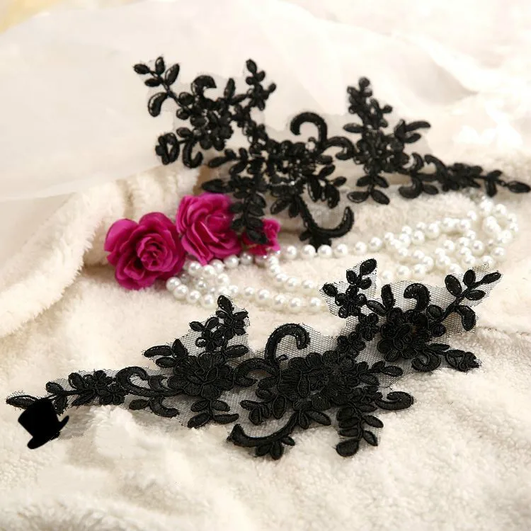 Свадебные платья с блестками, 18 цветов Кружевная аппликация «сделай сам», кружевные аксессуары для волос невесты, кружевной цветок, красный, черный, белый цвета, 2 шт./партия