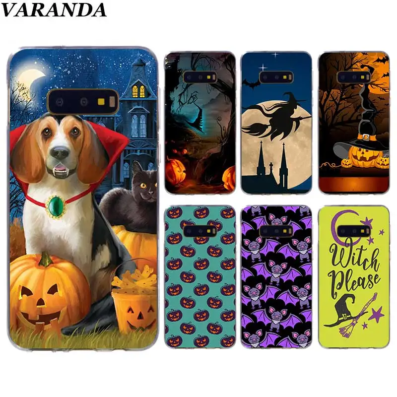 

Pumpkin Halloween Bat Witch Case for Samsung Galaxy S10 5G S10e S8 S9 Plus S7 Edge Note 10 8 9 Silicone Cover Phone Fall Caso