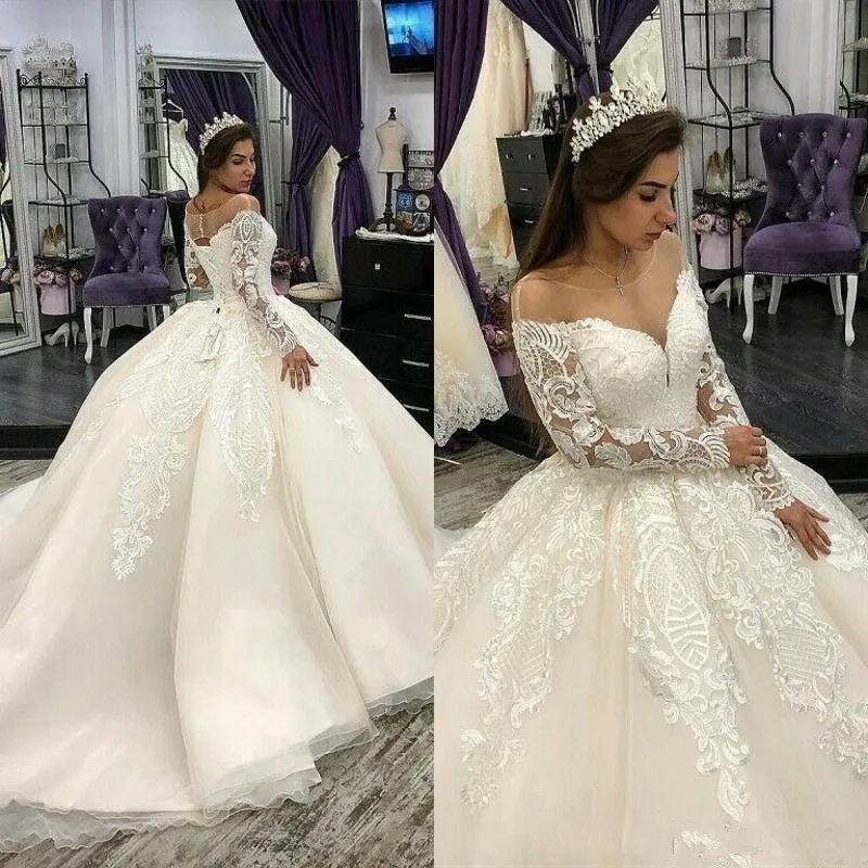 Роскошные кружевные свадебные платья 2021 robe de mariee бальное платье с длинным
