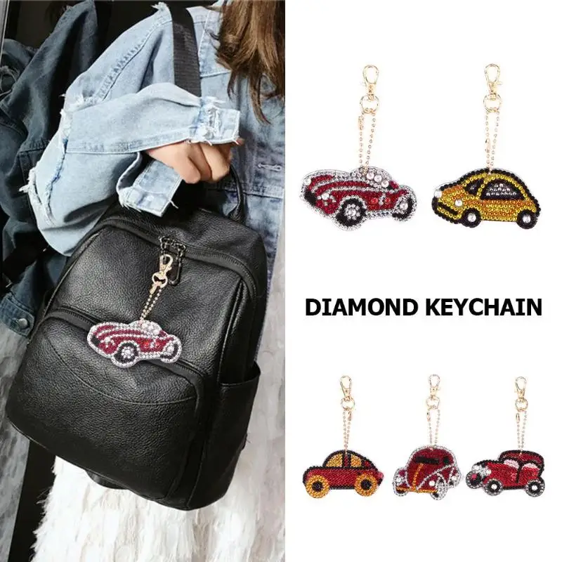 

5pcs DIY Animal Crystal Pattern Diamond Painting Keychain Special Shaped Butterfly Full Drill Keyring Women Bag Key Chain Gift