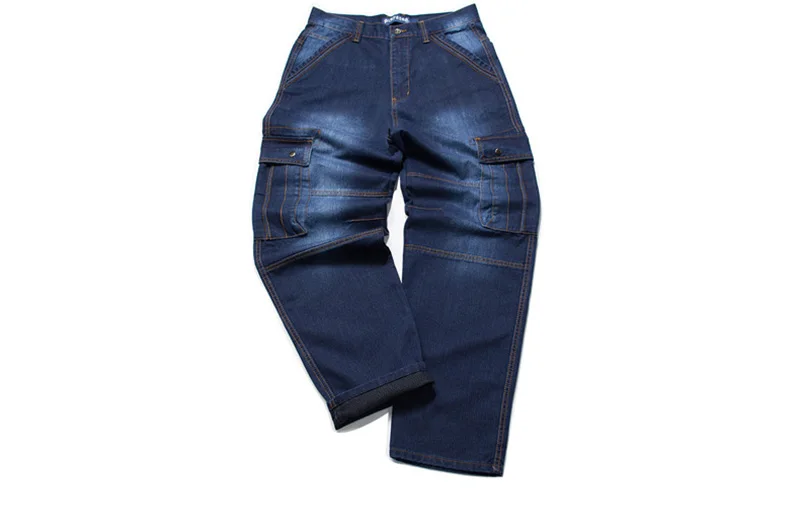 Mcikkny Fashion Men's Cargo Jean Pants With Multi-pockets Loose Style Motorcycle Denim Trousers For Male Washed Size 29-44 (3)