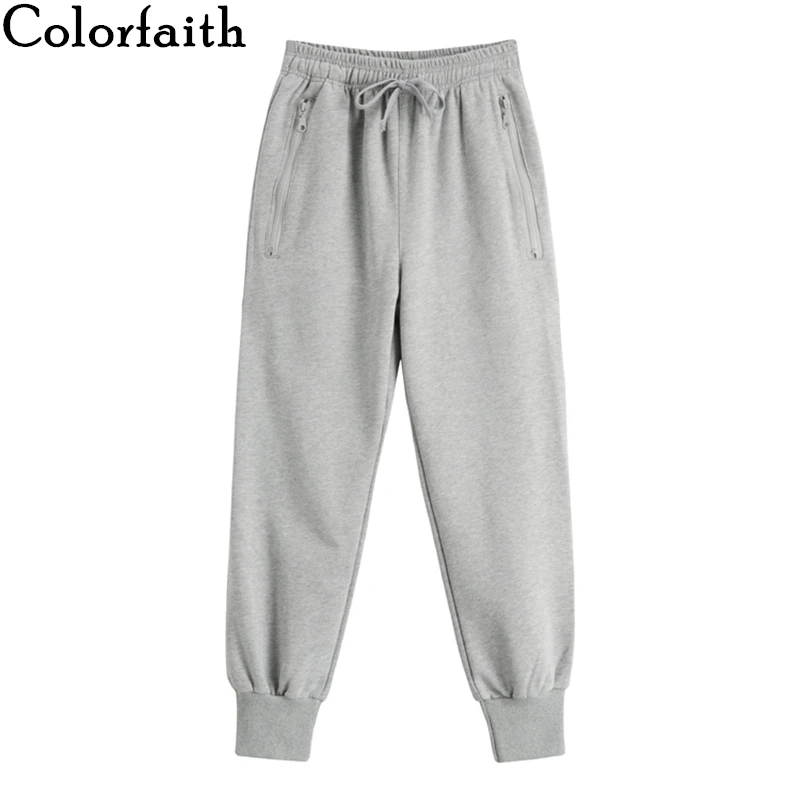 Colorfaith 2019 Spring Winter Women Pants High Elastic Waist Casual Zipper Pockets Sweat Sports joggers Lace Up Trousers P3984 Colorfaith 2019 Spring Winter Women Pants High Elastic Waist Casual Zipper Pockets Sweat Sports joggers Lace Up Trousers P3984