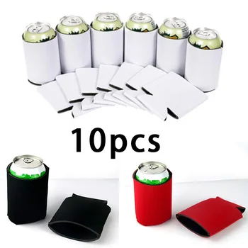 

10Pcs White / Black / Red Foldable Drinks Can Beer Bottle Cooler Cover for Wedding Party Decoration