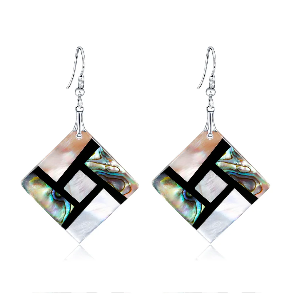 

Square-Style Small Abalone Shell Earrings Europe And America Elegant WOMEN'S Earrings