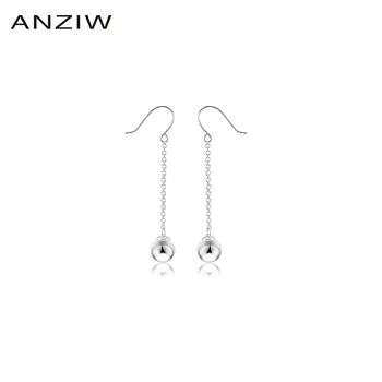 

Fashion 925 Sterling Silver Round Beads Hook Earrings Silver Drop Earring Women Engagement Wedding Party Jewery Gift