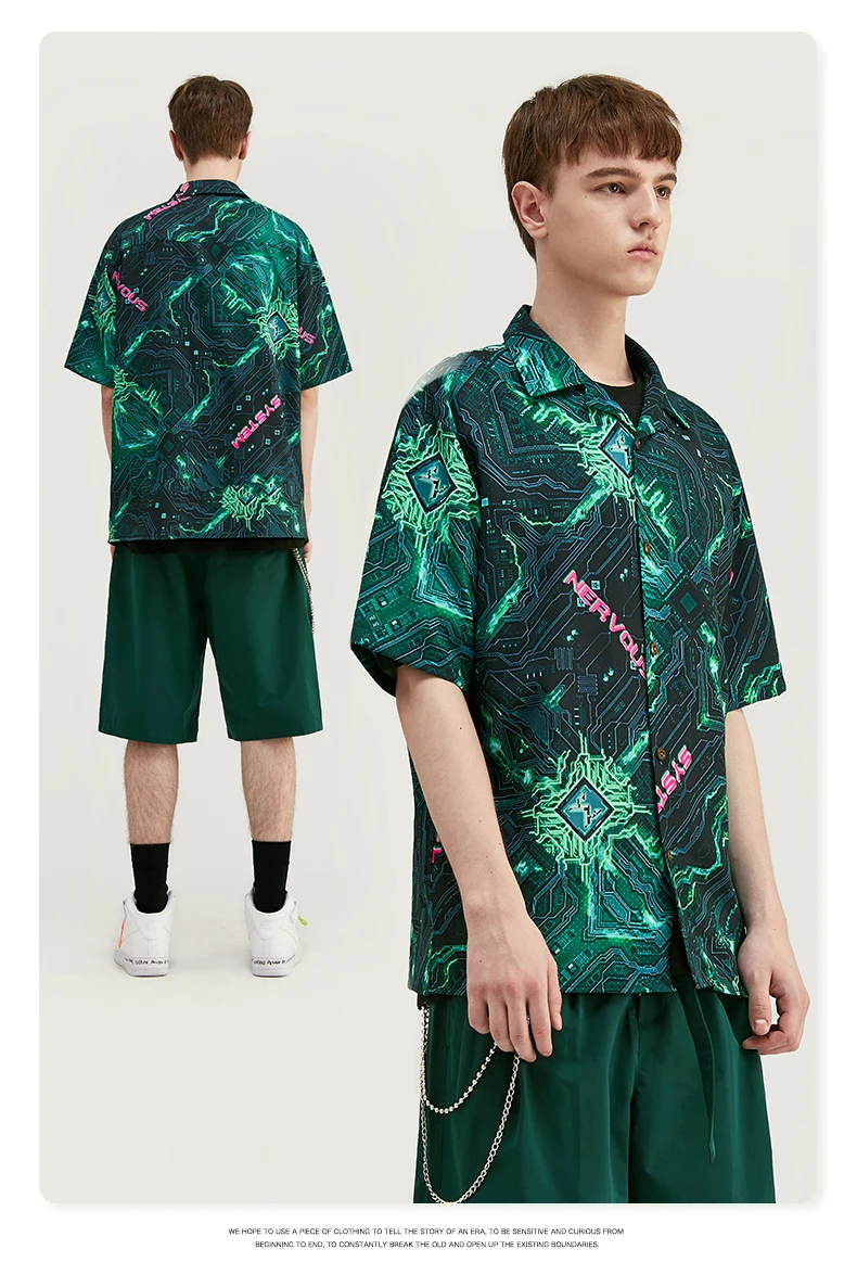 INFLATION, мужская рубашка, Camisa Masculina pubашка, мужская рубашка с цифровым принтом,, летняя, короткий рукав, повседневные рубашки, 2027S20