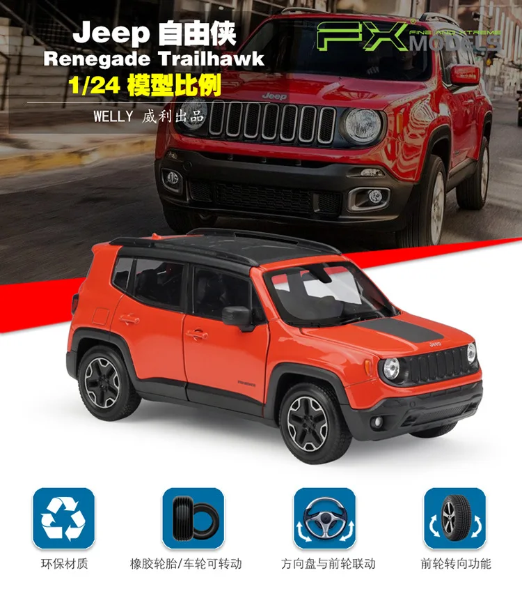 Welly 1:24 Jeep Renegade Trailhawk сплав модель автомобиля Diecasts& игрушечные транспортные средства коллекционные подарки не-пульт дистанционного управления Тип транспортная игрушка