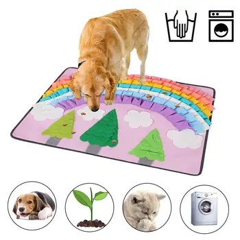 

Pet Dog Toy Sniffing Mat Find Food Training Blanket Play Toys Dog Mat For Relieve Stress Rainbow Puzzle Sniffing Feeding Mat Pad