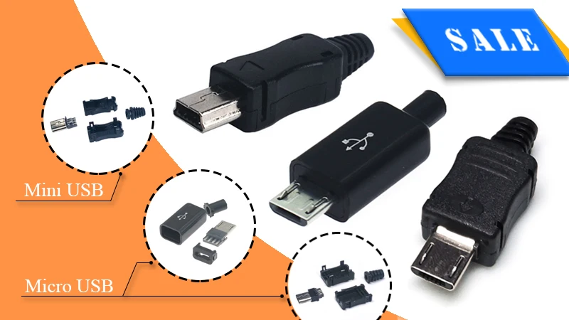 20 шт./партия Micro USB 5 Pin 30V 1.5A разъемы Женский Плоский порт терминал Джек хвост розетка электрическая вилка сварочная проволока адаптер