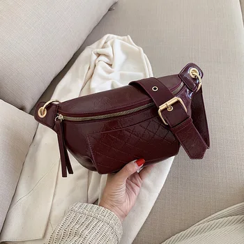 

Vintage Diamond Lattice Embroidery Thread Chest Bag Women Shoulder Bags Chains Pu Messenger Bags Mini Solid Color Lady Hot Sale