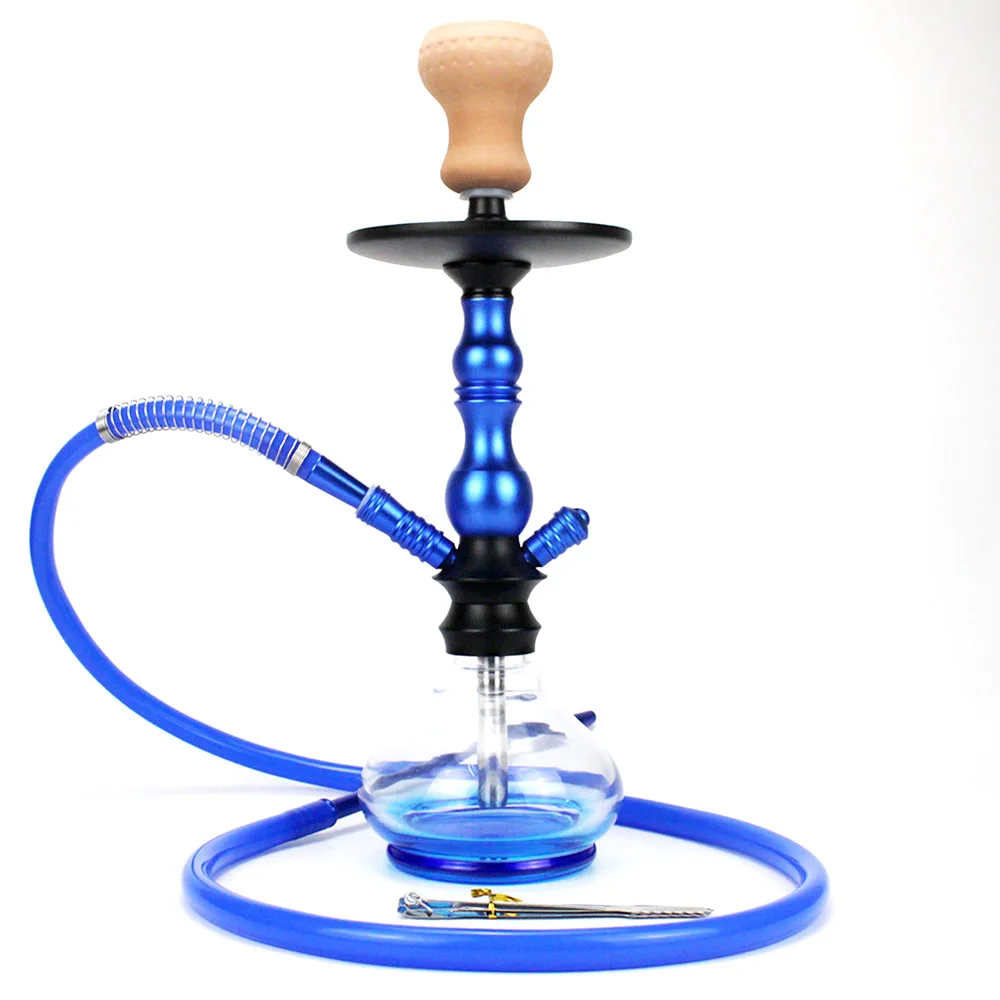 Синий Из нержавеющей стали для кальяна Shisha с керамической силиконовая миска шланг курительная труба Chicha Narguiles Sheesha стеклянный кальян SH194 - Цвет: Синий