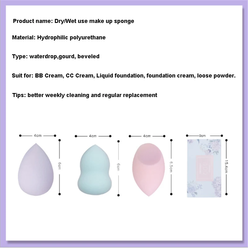 3 pcs/set Cosmetic Sponge Powder Puff Smooth Women's Makeup Foundation Sponge Beauty Egg Make Up Tools Accessories