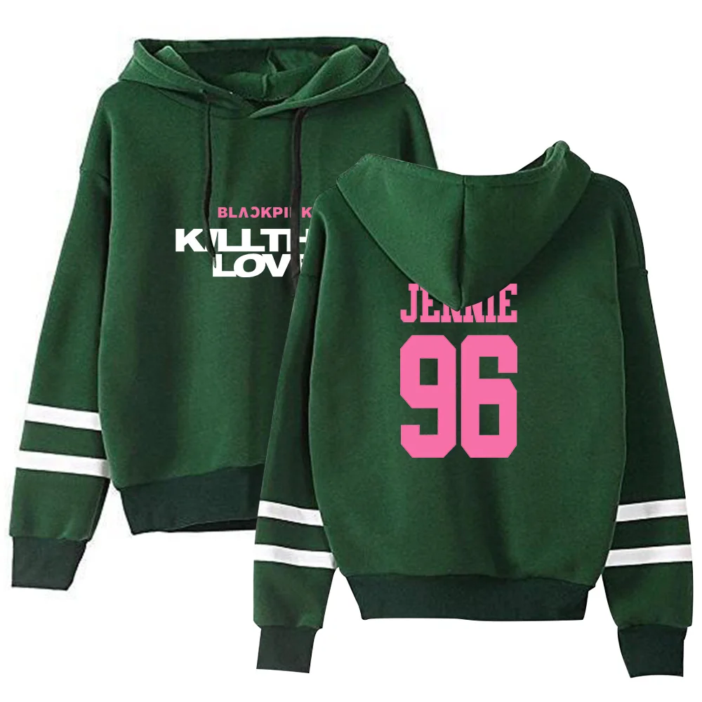 Cena Kpop Oversize bluzy z kapturem damskie Blackpink bluza z kapturem z nadrukiem z rekreacyjne swetry koreańska odzież damskie modne luźne ciepłe w stylu Kawaii