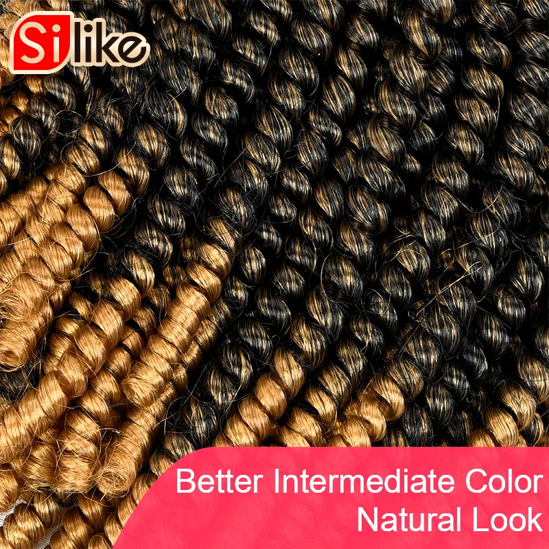  Silike 8 inch Fluffy Spring Twist Hair Crochet Braids Ombre Synthetic Crochet Braiding Hair Extensi