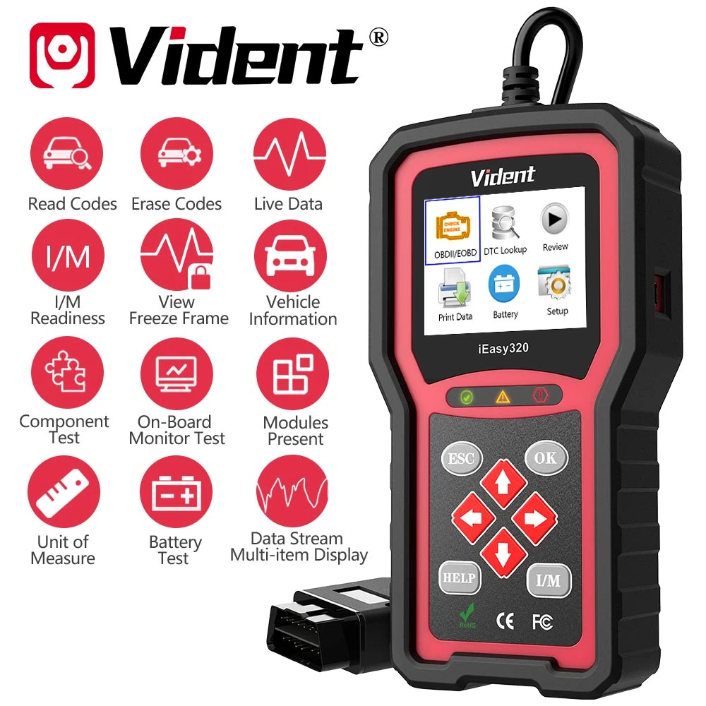 best car battery charger VIDENT iEasy320 OBDII/EOBD+CAN Code Reader Works with Most 1996 and Newer OBDII& CAN Compliant Cars portable car battery charger